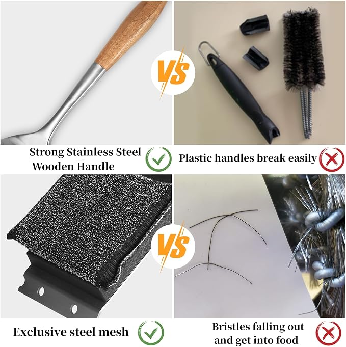 XUDAKAIXIN Grill Brush Bristle Free,Unique Steel Fibers Pad [Safe & Efficient] Perfect for Any Grill/Flat Tops Griddles,Safe Grill Cleaner for Outdoor Grill,Gifts for Men/Dad