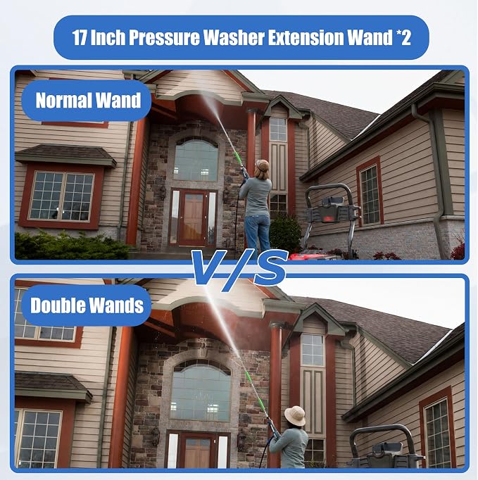 Pressure Washer Extension Wand, 17 Inch, Stainless Steel | Power Washer Lance with Green Protective Cover, 1/4'' Quick Connect, 2 Pack