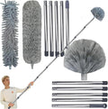 20+ Feet High Reach Duster Kit with 3-14 ft Extension Pole for Cleaning Fan, Spider Web, High Ceiling, Blinds, Furniture, Cars - Cobweb Microfiber Duster // Outdoor & Indoor Extendable Duster