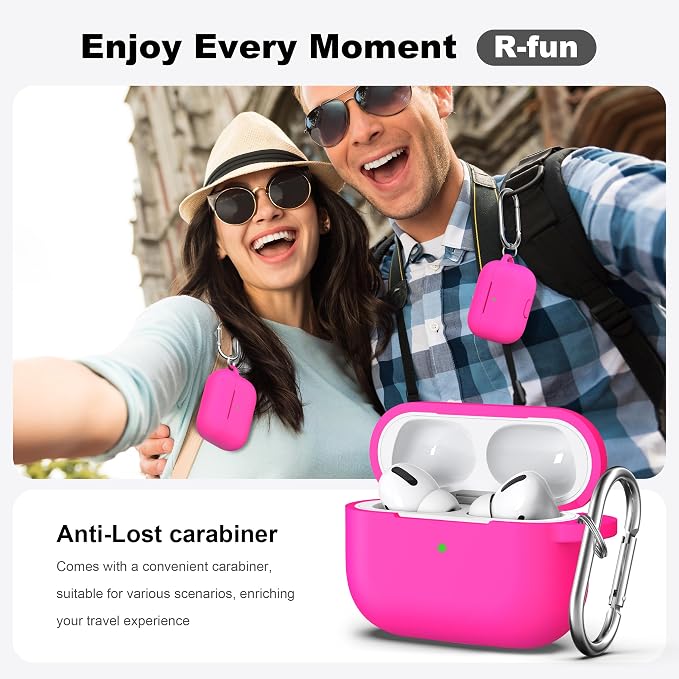 for AirPods Pro 2 Case, Soft Silicone Protective Cover with Keychain and Cleaning Pen, Compatible with AirPods Pro 2nd/1st Generation, Supports Wireless Charging, Rose Pink