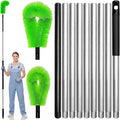 12.7 FT Gutter Cleaning Tools from The Ground with 2Pcs Nylon Brush Stainless Steel Telescopic Pole Adjustable Gutter Cleaner Tools No Ladder Needed for Easy Remove (Green)