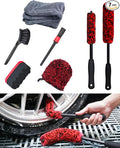 oesee 7PCS Car Wheel Rims Detail Cleaning PRO Wash Kit, Wheel Wash Mitt, Tire Brush, 2PCS Soft Wheels Brush, Detailing Brush, and Tire Dressing Pads, Microfiber Dry Towel Scratch-Free Cleaning
