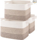 Storage Baskets for Organizing, Woven Baskets for Shelves, Rectangle Decorative Organizer for Storage Clothes, Toy, Books, Towels Nursery Bins 3 Pack (Gradient Yellow)