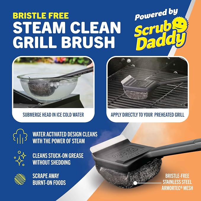 Mr. Bar-B-Q Steam Clean Bristle Free Grill Brush Powered by Scrub Daddy