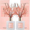 Premium Reed Diffuser Set with Preserved Baby's Breath & Cotton Stick Sandalwood Rose 2 Packs, 6.7oz Scent Fragrance Oil Diffuser for Bedroom Bathroom Home Décor