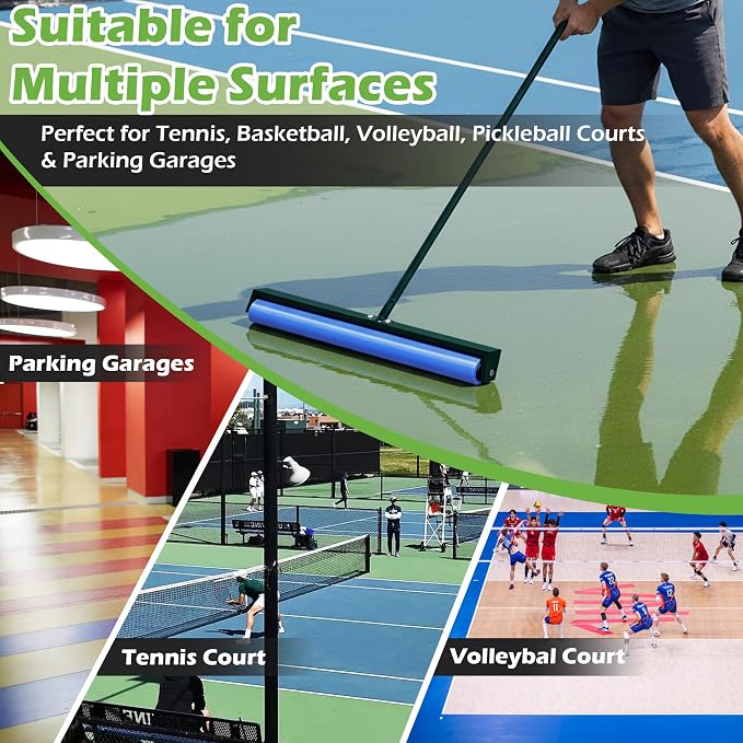 Tennis Court Squeegee, 38'' Foam Tennis Roller for Quick Clearing, Green | Quick Water Removal, Lightweight, PVA Tennis Foam Sponge Roller