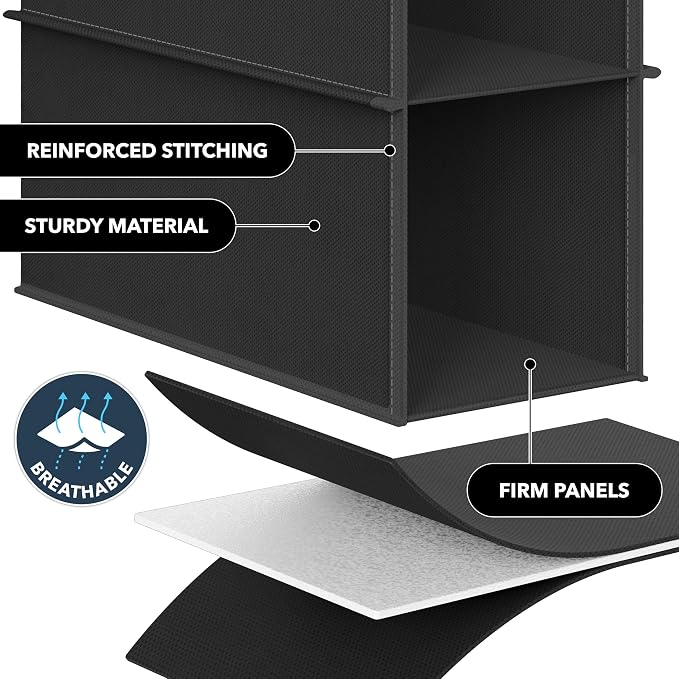 Simple Houseware 2 Pack 10 Shelves Hanging Shoe Organizer, Black | Dual Metal Hooks, Holds Up to 20 lbs, for Narrow Space