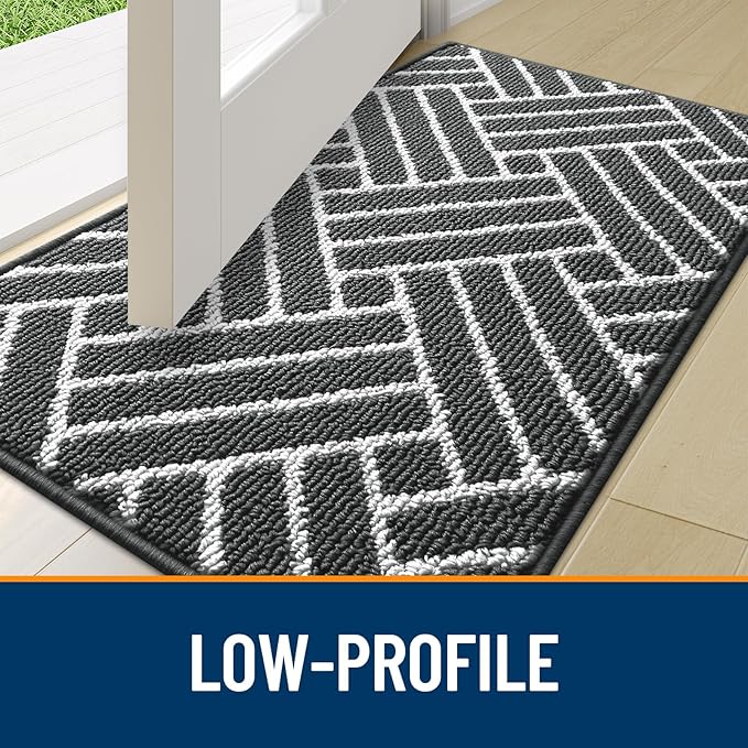 OLANLY Indoor Door Mat, 36x24 Inch, Dirt Resistant and Absorbent, Non-Slip Rubber Backing Floor Mats, Easy Clean Low-Profile Doormat for Entryway, Front Door, and Inside Entrance, Charcoal