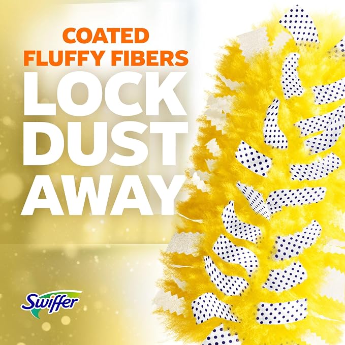 Swiffer Duster Kit with 3 ft Extendable Handle, Dusters for Cleaning, Set Includes 1 Extension Pole and 12 Heavy Duty Dusting Refills Dust Cleaner, Long Extended Wand for Ceiling Fans and Walls