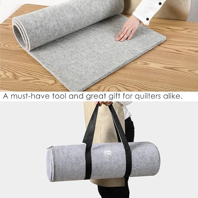 Wool Pressing Mat for Quilting - 15 x 54 XL Extra Large Felt Ironing Pad 3/8" Thick, 100% Wool Heat Resistant for Ironing, Sewing, Cutting on Ironing Board, Tabletop, Dryer, Countertop
