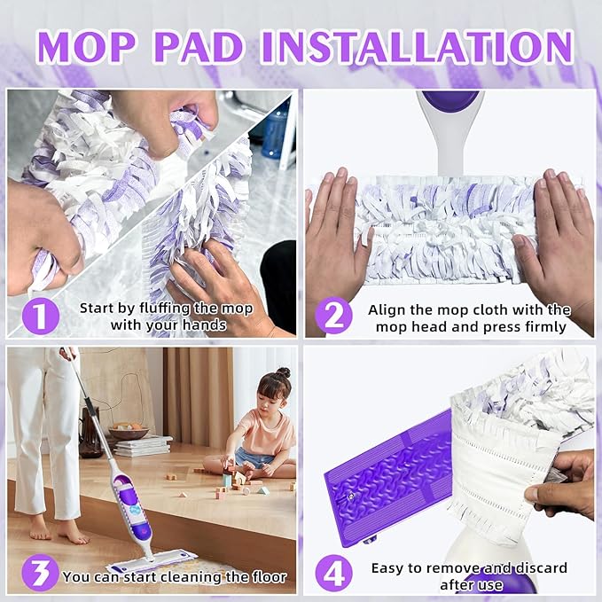 10 Count ‌Disposable Heavy-Duty Power Mop Pads Refills for Swiffer Power Mop,Replacement Floor Cleaning Refills, Non-Washable & Unscented, Compatible with Swiffer PowerMop (Quick-Absorb, No Residue)