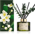 Reed Diffuser Set with 6.76 fl oz Jasmine Lily Scent Essential Oils and 3 Leaves & 8 Diffuser Sticks,Bathroom Shelf Decor & Air Freshener, House Bedroom Office Decor & Gifts