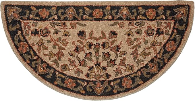 UniFlame - Beige with Black Hand Tufted 100% Wool Hearth Rug - 44"L x 22"W | Protects Floor from Heat, Embers, and Sparks
