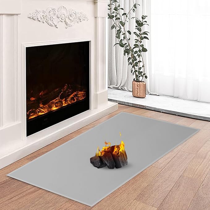 Hearth Rugs for Fireplaces Fire Resistant, 3'6'' x 2' x 0.04'', Grey | 1800°F fireplace rugs fireproof, fiberglass fireplace mats fireproof protect floors carpets from sparks embers, easy to clean