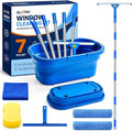 ALOTIKI 7Pcs Window Cleaning Kit with 3Gal Collapsible Bucket & 81"Squeegee | Professional Window Washing Kit with Extension Pole, Squeegee and Scrubber, Window Cleaner Tool for Shower Glass & Commercial