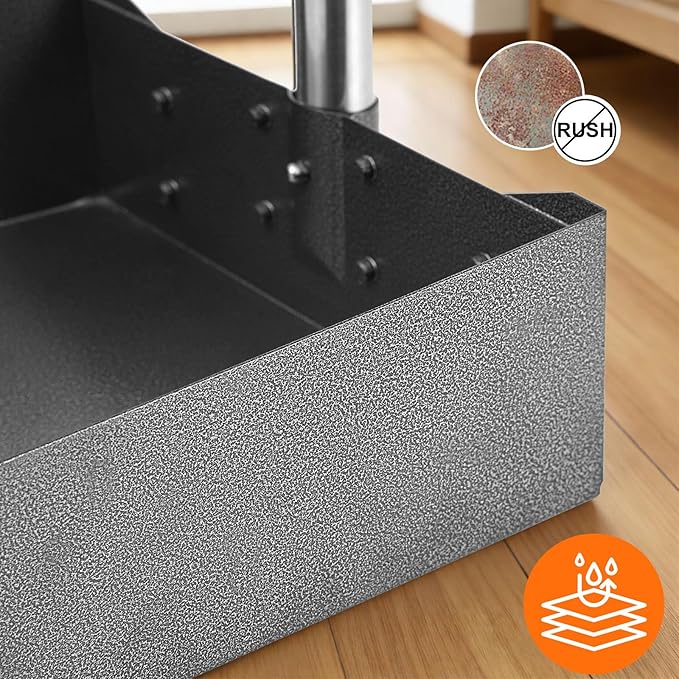 Dog Pooper Scooper, Metal Tray & Spade with 38.2" Long Handle | Medium Dog Poop Scooper: 6.5x6.7x2.5in Tray, 5.1x3.3in Spade, No-bend Pickup, Easy Rinse, Tool-free Setup