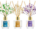 Reed Diffuser Set of 3, Cinnamon Vanilla Lavender Field Moroccan Amber Oil Reed Diffusers for Bedroom Living Room Office Aromatherapy Oil Reed Diffuser for Gift 50ml x 3