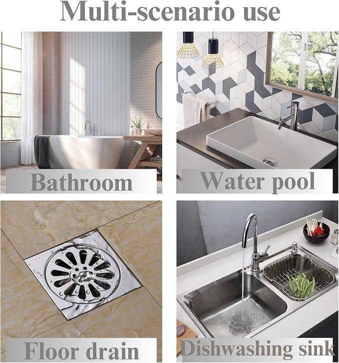 20 Pcs Disposable Shower Drain Hair Catcher Mesh Stickers, Bathroom Drain Trap Fine Mesh Kitchen Drain Strainer, Fits Dishwasher, Microwave, Freezer, Refrigerator