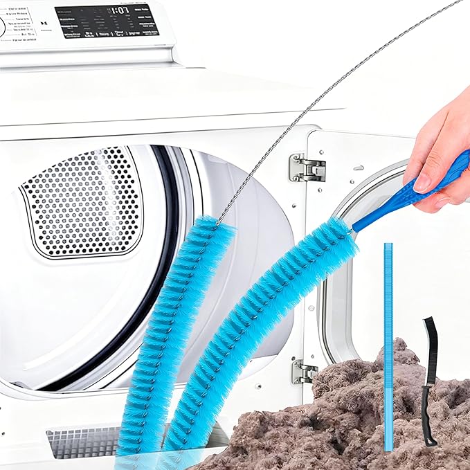 Dryer Vent Cleaner Kit with Flexible Vacuum Hose Attachments - Universal Lint Brush Tool Set for Clothes Dryer Cleaning, Shop Vac Accessories, Lint Trap Cleaner & Home Maintenance Essentials