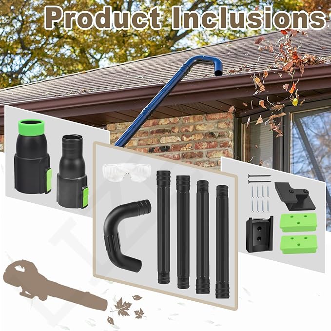 Gutter Cleaning Attachment Replaces AGC1000 Cleaning Kit & Mounting Bracket Kit for EGO 530CFM 580CFM 575CFM 650CFM 615CFM LBX6000, W/Battery Holders - Easily Clear Leaves And Debris From Gutters