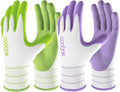 COOLJOB 6 Pairs Gardening Gloves for Women Ladies, Breathable Rubber Coated for Yard Garden, Outdoor Indoor Protective Work, Large, Lavender Purple & Apple Green