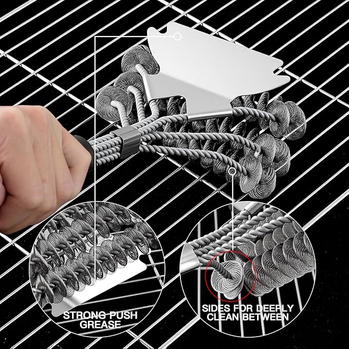 Grill Brush and Scraper Bristle Free Safe BBQ Brush for Grill Stainless Grill Grate Cleaner Safe Grill Accessories for Porcelain/Weber Gas/Charcoal Grill Gifts for Grill Wizard/Men/Dad