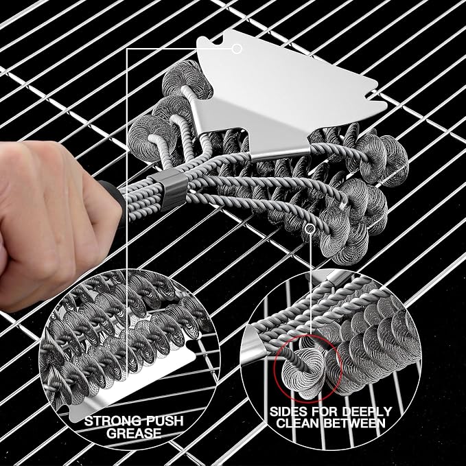 2 Pack Grill Brush and Scraper Bristle Free – Safe BBQ Brush for Grill – 18'' Stainless Grill Grate Cleaner - Safe Grill Accessories for Porcelain/Weber Gas/Charcoal Grill – Gifts for Grill Wizard