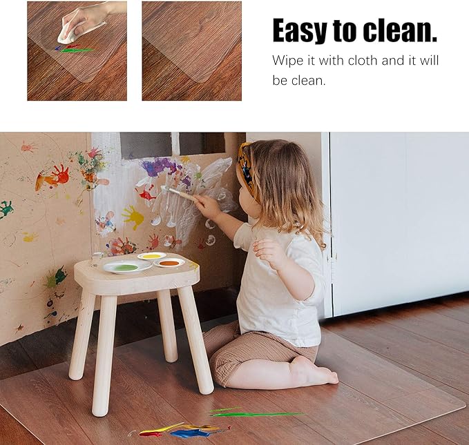 Kuyal Clear Chair Mat, Hard Floor Use, 48" x 36" Transparent Office Home Floor Protector mat Chairmats (48" x 36" Rectangle)