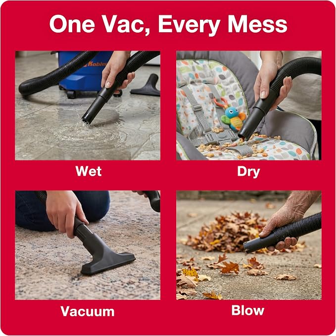 Koblenz WD-5 L2 Wet Dry Vacuum Cleaner, Blower, Shop Vac 3.5 PHP, 5 Gallon | 3-in-1 Suction & Blower, Swivel Casters, Twist-N-Lock Hose, Large Vacuum Cleaners for Home, Workshop, Car, Blue/Black