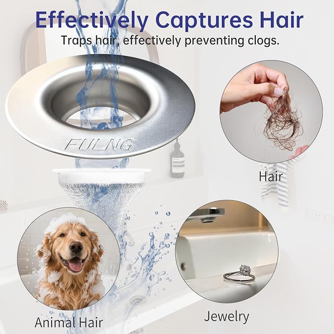 Bathroom Sink Srain Strainer,Anti-Clog Strainer,No-Touch Quick Replacement with 20 Draiin Net and 30 Simple Nets,Stainless Steel Filter Hair Catcher,Washstand Drain Stopper for 1.4"-1.8" Basin