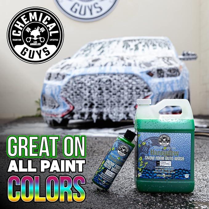 Chemical Guys, Honeydew Snow Foam Car Wash Soap for Foam Cannons, 1 Gallon | High-foaming pH-balanced suds for cannons, guns or buckets, gentle on wax and coatings, fresh honeydew scent
