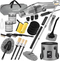 21Pcs Car Cleaning Kit with High Power Handheld Vacuum, Car Wash Mop with Long Handle, Bucket, Detailing Brush Set, Windshield Cleaner, Complete Interior Exterior Washing Supply for Men Women