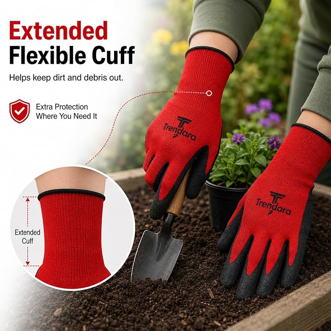 6 Pairs garden gloves mechanic gloves for men grip,Breathable latex dipped gloves,Suitable for garden weeding, construction, outdoor, warehouse handling, etc