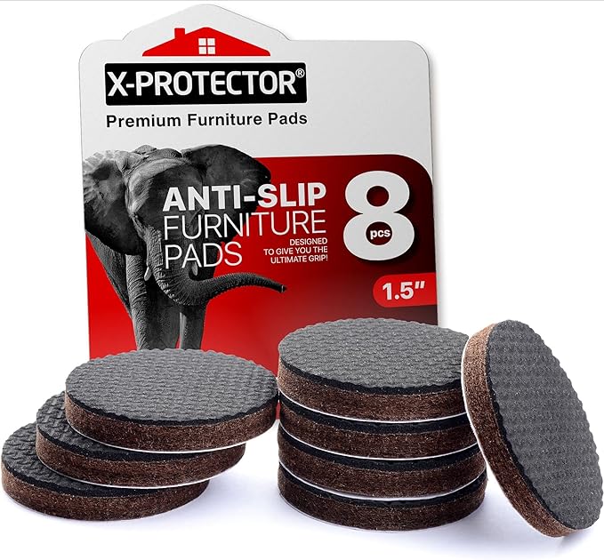 Non Slip Furniture Pads X-Protector - 8 PCS 1 1/2” - Premium Furniture Grippers - Self-Adhesive Rubber Feet for Furniture - Keep Furniture in Place!