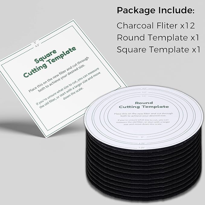 Perfnique Compost Bin Charcoal Filters, 12 Pack Filter Replacement for Compost Bucket, Kitchen Compost Bin Countertop Filters, Longer Lasting Activated Carbon Filters for Kitchen Pail Composter