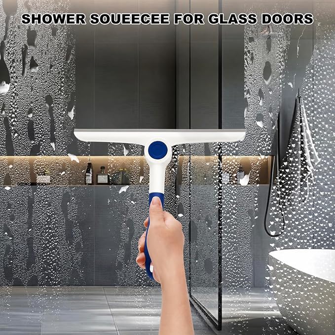 Window Squeegee for Glass Doors，All-Purpose 9.7” Window Cleaning Squeegee, Handheld for Windows, Car Windshields & More，Blue (9.7" Window Squeegee)
