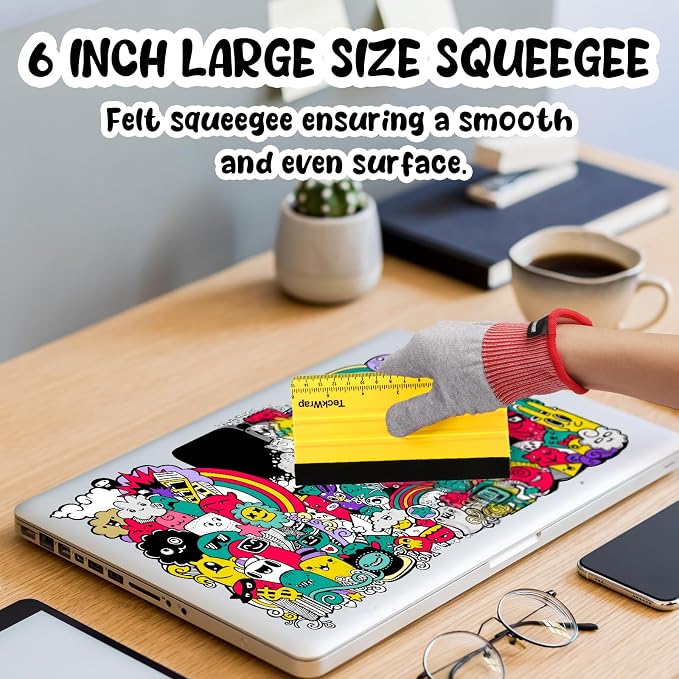 TECKWRAP Professional Felt Squeegee for Vinyl, Yellow, 2 PCS, 6"x2.9" | For Vinyl Decals, Inkjet Vinyl Sticker Paper, Wallpaper, Scratch-Free Application