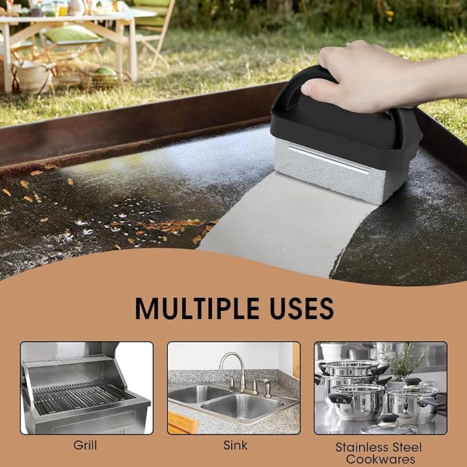 Griddle Cleaning Stone Remove Stains for BBQ, Swimming Pool, Sink | Heavy Duty Grill Cleaner