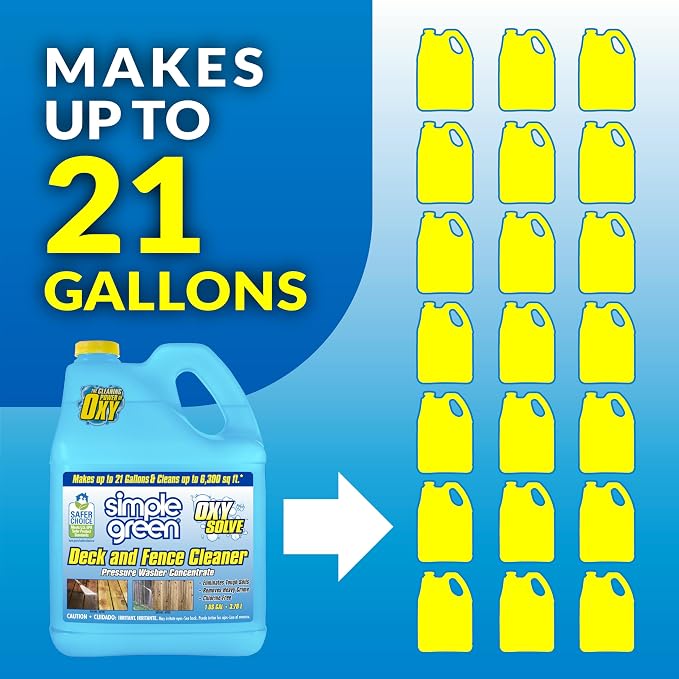Simple Green Oxy Solve Deck and Fence Pressure Washer Cleaner, Colorless to Pale Straw, Unscented, 128 Fl Oz (Packaging May Vary)