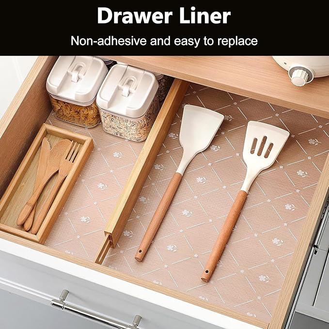 INNOLITES Shelf Liners for Kitchen Cabinets, Non Adhesive Drawer Cabinet Liner, Waterproof Oil-Proof Non-Slip Shelf Liner for Kitchen Pantry Refrigerator 11.8" x 360"