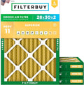 Filterbuy 28x30x2 Air Filter MERV 11 (MPR 1200) Allergen Defense Replacement (4-Pack), Electrostatic Pleated HVAC AC Furnace Filters, Made in USA (Actual Size: 27.75 x 29.75 x 1.75)