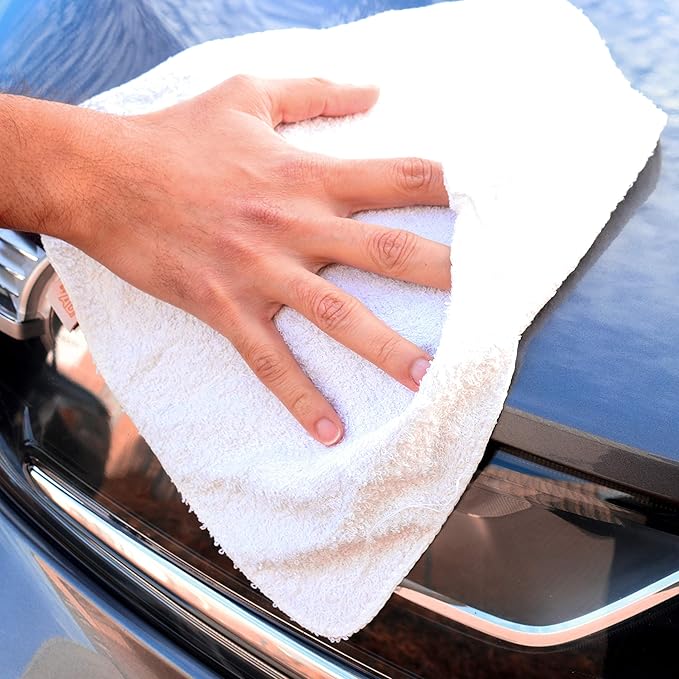 Arkwright W11 Terry Cloth Towels for Cleaning - Soft Cotton Blend Washable Multi-Purpose Bar Mop, Absorbent & Quick Dry, Box of Rags for Kitchen, Auto Shop, and Garage, 10 lb, White