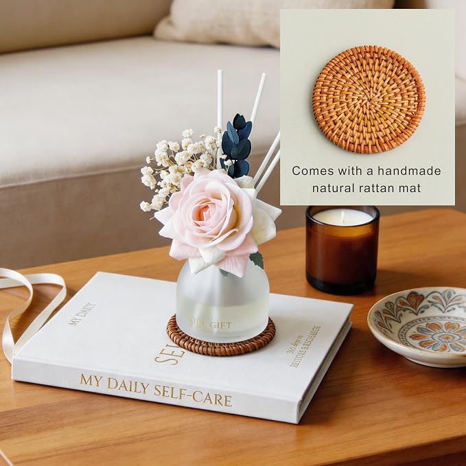 Reed Diffuser Set, 4.06 oz Scent Diffuser with 6 Sticks,Home Fragrance,Reed Diffuser for Bathroom Shelf Decor Jasmine Rose