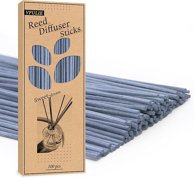 VFULIE 100PCS Reed Diffuser Sticks, Refill Replacement for Aroma Fragranc (100, hui LAN)