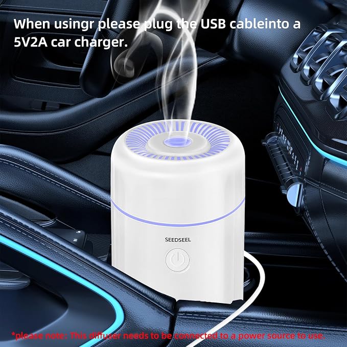 SEEDSEEL 100ML Car Diffuser Humidifier, Cool Mist Air Essential Oil Diffuser with 7-LED Color Changing, Suitable for Car
