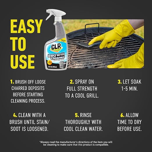 CLR Brands Grill Cleaner and Degreaser Spray, 26 oz. Bottle | Removes Burnt Food, Grease and Grime from Grates and Racks, Pellet and Electric Smokers