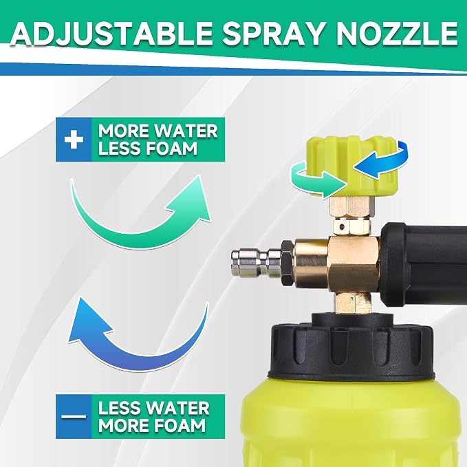 M MINGLE Pressure Washer Gun with Foam Cannon, 64 Fl Oz Car Wash Soap | 5 Power Washer Nozzle Tips, Adjustable Thick Foam, Car Wash Foam Gun for Car Washing, Patio Cleaning, 4000 PSI