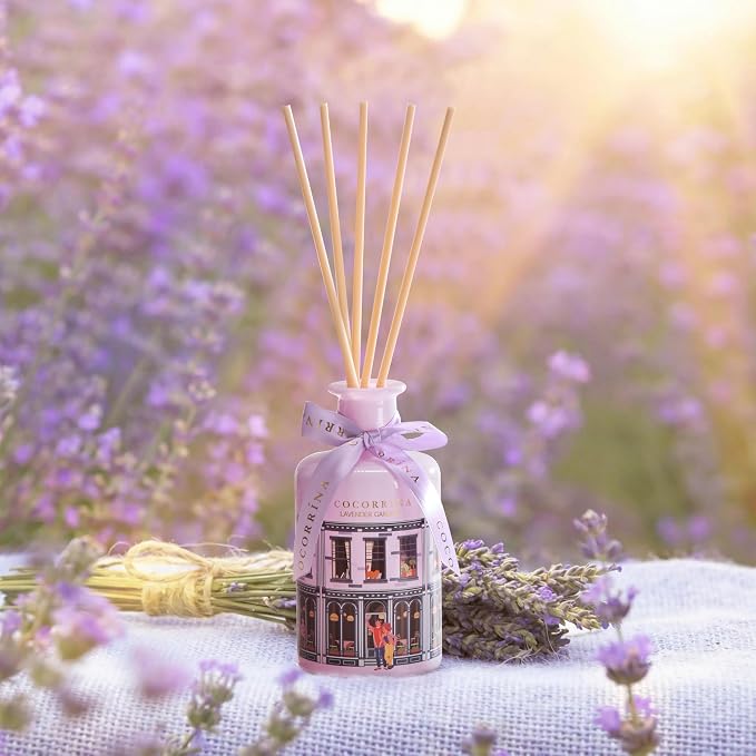 Reed Diffuser - Lavender Garden 6.76 fl oz Reed Diffuser with 8 Sticks Home Fragrance Bathroom Shelf Decor (Festive House Collection)