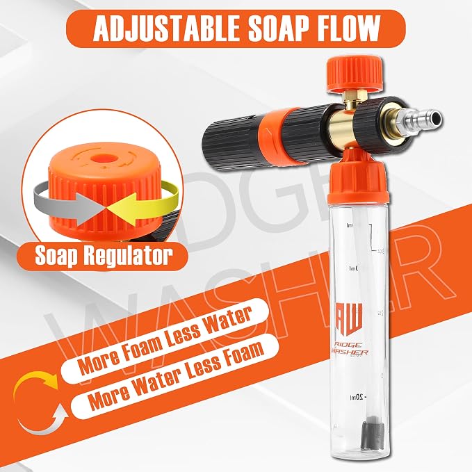 Ridge Washer Mini Foam Cannon Gun with Dual Connector, 100 ML | No Dilution Required, 1/4" Quick Connect, 4000 PSI