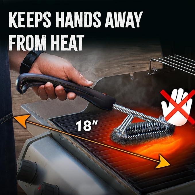 Kona 360 Clean Grill Brush – Powerful Grill Cleaner & BBQ Grill Brush for Outdoor Grill – Safe, Bristle BBQ Brush Grill Scraper, Accessory for Easy 30 Second Grill Cleaning - 18 Inch Long Handle | 18-in long handle, bristle brush with attached scraper,...